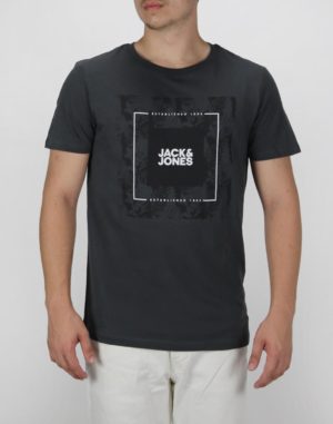Jack & Jones Ανδρική Βαμβακερή Μπλούζα TROPICANA Σκούρο Γκρι Regular Fit (12224165) (100% Βαμβάκι)