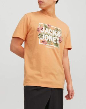 Jack & Jones Ανδρική Βαμβακερή Μπλούζα BECS SHAPE Πορτοκαλί Regular Fit (12224688) (100% Βαμβάκι)