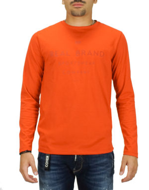 Real Brand Ανδρική Βαμβακερή Μπλούζα Πορτοκαλί Slim Fit (06-496) (100% Βαμβάκι)