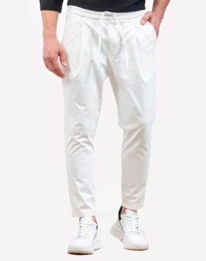 Vittorio Artist Ανδρικό Βαμβακερό Παντελόνι JENOA Άσπρο Regular Fit (500-24-JENOA) (57% Βαμβάκι, 33% Πολυεστέρας, 10% Σπάντεξ)