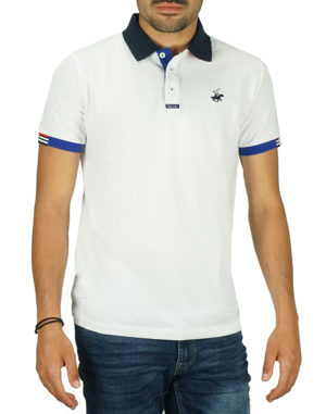 Beverly Hills Polo Club Ανδρική Βαμβακερή Μπλούζα Polo Άσπρο Slim Fit (BHP.2S1.062.010-001) (100% Βαμβάκι)