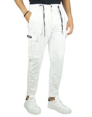 Cover Ανδρικό Βαμβακερό Παντελόνι SPRIND Άσπρο Slim Fit (T0195-24) (98% Βαμβάκι, 2% Ελαστάνη)