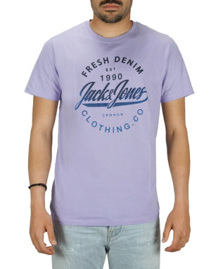 Jack & Jones Ανδρική Μπλούζα FRESH Μωβ Slim Fit (12200223) (97% Οργανικό Βαμβάκι, 3% Ελαστάνη)