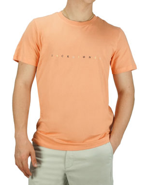 Jack & Jones Ανδρική Βαμβακερή Μπλούζα FONT Πορτοκαλί Slim Fit (12202040) (100% Βαμβάκι)