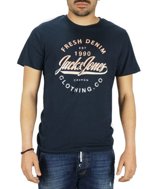 Jack & Jones Ανδρική Μπλούζα FRESH Σκούρο Μπλε Slim Fit (12200223) (97% Οργανικό Βαμβάκι, 3% Ελαστάνη)