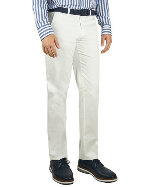Lexton Ανδρικό Βαμβακερό Παντελόνι ROBERT Άσπρο Regular Fit (ROBERT) (97% Βαμβάκι, 3% Ελαστάνη)