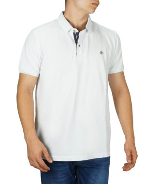 Everbest Ανδρική Βαμβακερή Μπλούζα Polo Άσπρο Regular Fit (222-907) (100% Βαμβάκι)