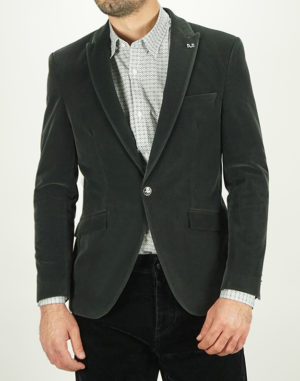 Versace 19.69 Abbigliamento Sportivo Ανδρικό Σακάκι VEROUR Λαδί Slim Fit (VEROUR) (60% Πολυεστέρας, 40% Νάυλον)