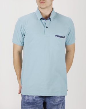 Everbest Ανδρική Βαμβακερή Μπλούζα Polo Σιέλ Regular Fit (232-836) (100% Βαμβάκι)