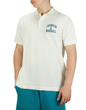 Franklin & Marshall Ανδρική Βαμβακερή Μπλούζα Polo Άσπρο Slim Fit (JM6010.000.3009P01-002) (100% Βαμβάκι)