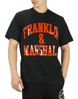 Franklin & Marshall Ανδρική Βαμβακερή Μπλούζα Μαύρο Slim Fit (JM3011.000.1000P01-098) (100% Βαμβάκι)