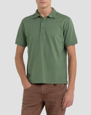 Replay Ανδρική Βαμβακερή Μπλούζα Polo Πράσινο Regular Fit (M6548.000.23070-136) (100% Βαμβάκι)