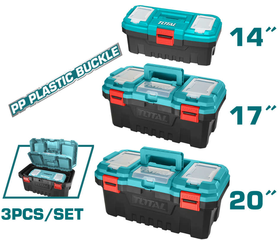 Σετ πλαστικές εργαλειοθήκες με κουμπώματα πλαστικά 14- 17- 20 Total TPBXK0031