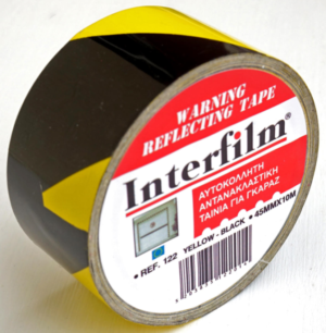 Αυτοκόλλητη επικίνδυνων περιοχών κίτρινη-μαύρη 48mm x 33m Interfilm