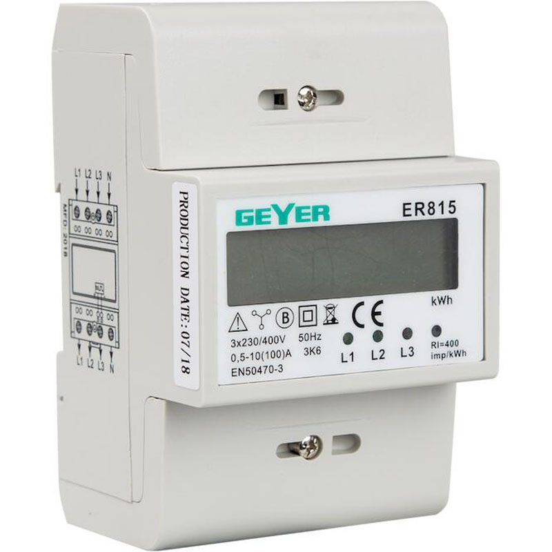 Μετρητής ενέργειας ηλεκτρονικός 3Φ 10(100)Α | Geyer | ER815
