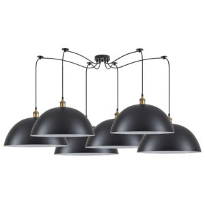 SE21-BR-10-BL6-MS50 MAGNUM Bronze Metal Pendant Black Shade with Black Fabric Cable | Homelighting | 77-8700