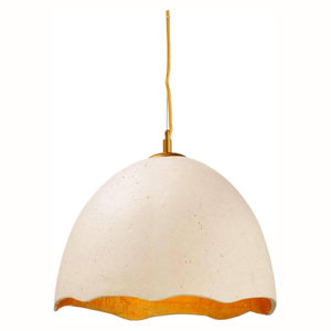 Avantgarde Φωτιστικό οροφής κρεμαστό μονόφωτο από πηλό και μέταλλο σε κρεμ χρυσό και χρυσό βαφής Ø36 ACA | V3722351PWG