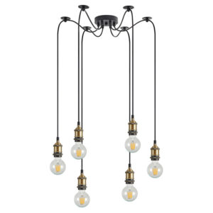 SE21-BR-10-BL6 MAGNUM Bronze Metal Pendant with Black Fabric Cable | Homelighting | 77-8689