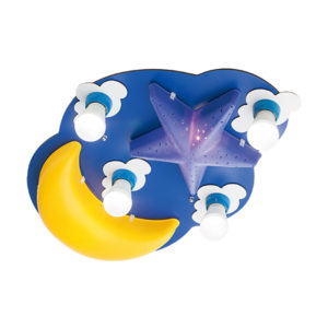 Παιδικό φωτιστικό πολύφωτη πλαφονιέρα οροφής μπλε ουρανός με φεγγάρι Aca | ZN170066CB