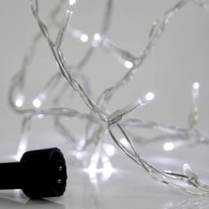 100 Χριστουγεννιάτικα λαμπάκια LED σε σειρά με μετασχηματιστή και επέκταση έως 3 με ψυχρό λευκό φως IP44 και για εξωτερικό χώρο | Eurolamp | 600-11321