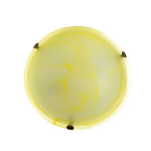 Πλαφονιέρα δίφωτη σε σχήμα στρόγγυλο Ø40 κίτρινο γυαλί με μεταλλικά στηρίγματα σε μπρονζέ | Aca | XD01400Y