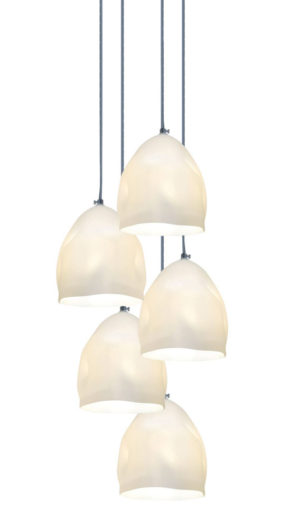 Φωτιστικό οροφής κρεμαστό πεντάφωτο Soft από χειροποίητο οπάλ λευκό γυαλί | Homelighting | 77-3694