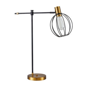 SE21-GM-36-GR2 ADEPT TABLE LAMP Gold Matt and Black Metal Table Lamp Black Metal Grid | Homelighting | 77-8340