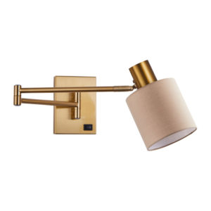 SE21-NM-52-SH3 ADEPT WALL LAMP Gold Matt Wall lamp with Switcher and Brown Shade | Homelighting | 77-8873