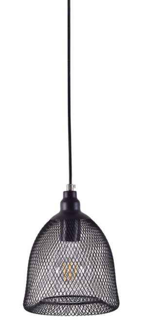 Φωτιστικό οροφής Industrial κρεμαστό μονόφωτο Zola από μεταλλικό πλέγμα και χρώμα μαύρο | Homelighting | 77-3581