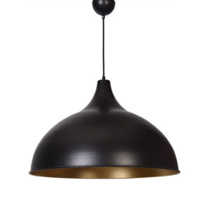 Φωτιστικό οροφής μονόφωτη μεταλλική καμπάνα Φ60 μαύρη με χρυσό εσωτερικά | Fylliana | 835-92-108