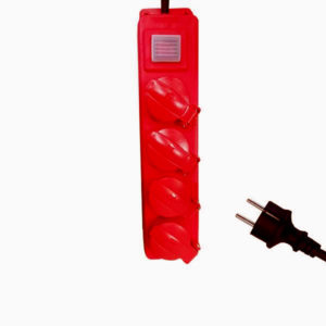 Πολύπριζο τεσσάρων θέσεων σούκο στεγανό με καλώδιο 3m 3x1.5 κ διακόπτη ασφαλείας χρώμα κόκκινο | Eurolamp | 147-62295