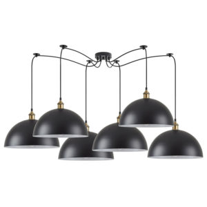 SE21-BR-10-BL6-MS40 MAGNUM Bronze Metal Pendant Black Shade with Black Fabric Cable | Homelighting | 77-8696