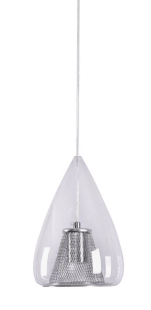 Φωτιστικό οροφής + Δώρο η λάμπα Κρεμαστό μονόφωτο Martin από χειροποίητο γυαλί και μεταλλικό πλέγμα εσωτερικά | Homelighting | 77-4370