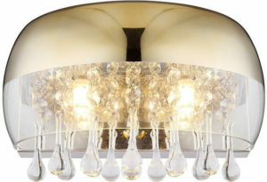Φωτιστικό Πλαφονιέρα Με Κρύσταλλα Kalla Δίφωτο 2ΧG9 Χρυσό | Globo Lighting | 15838W