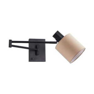 SE21-BL-52-SH3 ADEPT WALL LAMP Black Wall Lamp with Switcher and Brown Shade | Homelighting | 77-8874