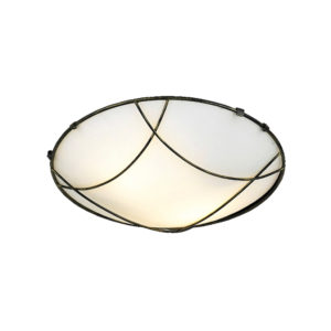 Πλαφονιέρα δίφωτη στρογγυλή Ø30 από λευκό γυαλί και χρυσόμαυρο μεταλλικό πλέγμα | Aca | DLA7192