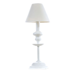 Επιτραπέζιο φωτιστικό από λευκό μέταλλο και υφασμάτινο καπέλο | InLight | 3420-Λευκό