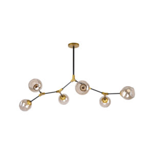 KQ 51454/6 CONELLY BLACK, BRASS AND HONEY PENDANT Ζ3 | Homelighting | 77-8106