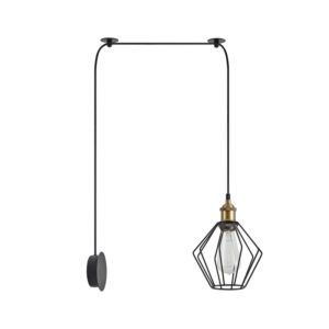 SE21-BR-10-BL1W-GR1 MAGNUM Bronze Metal Wall Lamp with Black Fabric Cable and Metal Grid 1Z2 | Homelighting | 77-8886