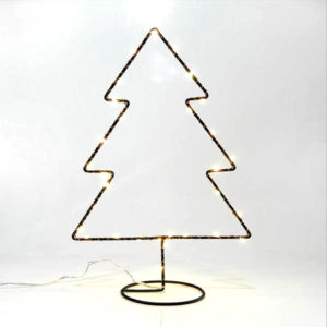 Χριστουγεννιάτικο μεταλλικό δενδράκι περίγραμμα 20x30.5 με 30 θερμά λευκά λαμπάκια LED με μπαταρίες για εσωτερικό χώρο | Eurolamp | 600-40174