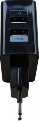 Osio OTU-385B Μαύρο Διπλός φορτιστής ρεύματος με 2 USB και LED 5 V 1000 / 2100 mA.
