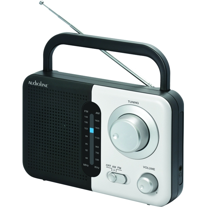 Audioline Φορητό ραδιόφωνο μπαταρίας και ρεύματος Μαύρο-Λευκό TR-412