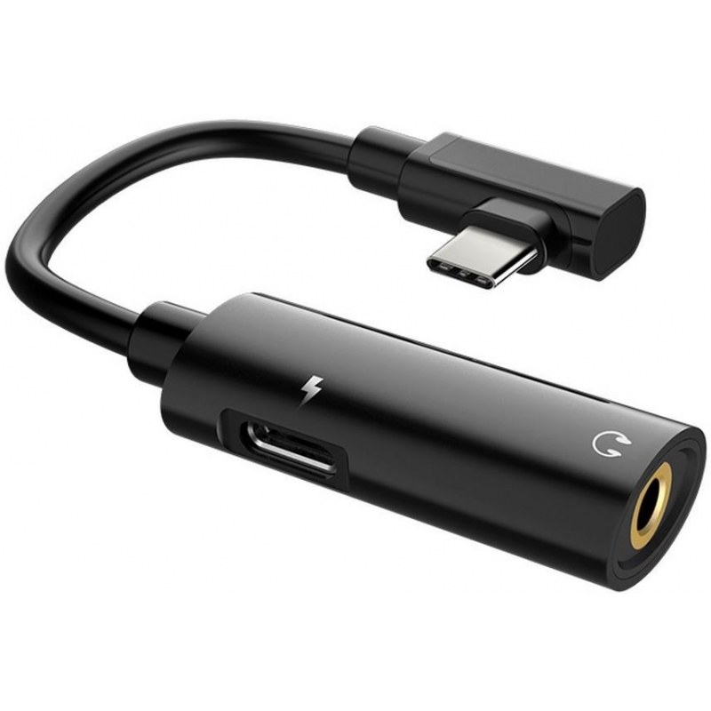 Αντάπτορας Hoco LS19 2 σε 1 USB-C σε USB-C Θηλυκό και 3.5 mm 1.5A Θηλυκό Μαύρο.
