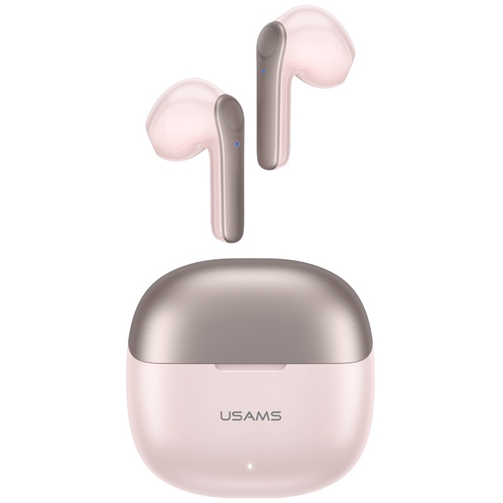 USAMS earphones με θήκη φόρτισης XH09, True Wireless, ροζ BHUXH04.( 3 άτοκες δόσεις.)