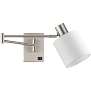 Home Lighting SE21-NM-52-SH1 ADEPT WALL LAMP Nickel Matt Wall lamp with Switcher and White Shade 77-8372( 3 άτοκες δόσεις.)