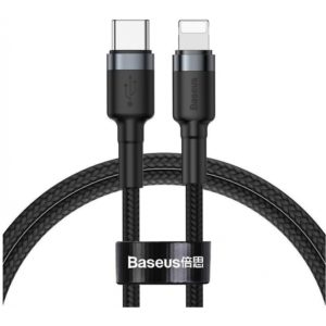 Baseus Cafule Braided USB 3.0 Cable USB-C male - Lightning Μαύρο 1m (CATLKLF-G1) (BASCATLKLF-G1).