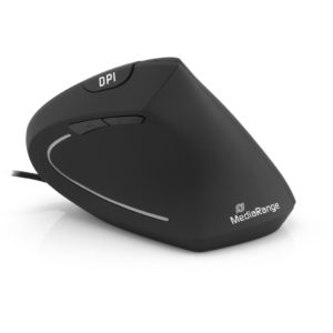 MediaRange Corded ergonomic 6-button optical mouse for right-handers (Black, Wired) (MROS230).