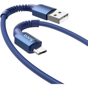 Καλώδιο σύνδεσης Hoco X71 Especial 2.4A USB σε Micro-USB με Εύκαμπτο Βύσμα και Braided Καλώδιο Μπλέ 1m.