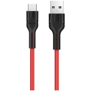 Καλώδιο σύνδεσης Hoco U31 Benay Braided με Νάυλον Κορδόνι USB σε USB-C 2.4A Κόκκινο 1,2m.