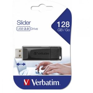 VERBATIM USB DRIVE 2.0 STORE ´N´ GO SLIDER 128GB BLACK. 49328.